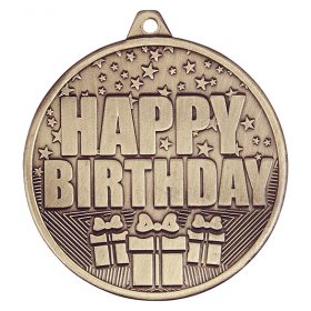 Cascade Happy Birthday Medal 50mm Gold