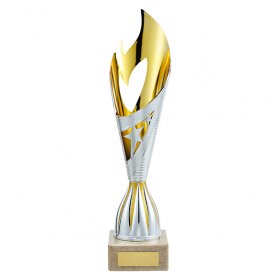 Inferno Series Laser Gold/Silver Cup on Marble Base - 3 Sizes