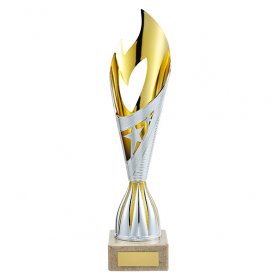 Inferno Series Laser Gold/Silver Cup on Marble Base - 3 Sizes