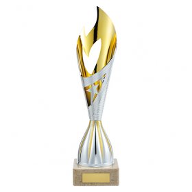 Inferno Series Laser Gold/Silver Cup on Marble Base - 3 Sizes