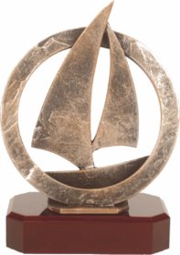 Modern Sailing Trophy on Base - 22cm