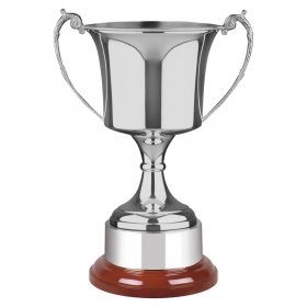 Swatkins Nickel Plated Handmade Cup with Wooden Plinth - 3 Sizes