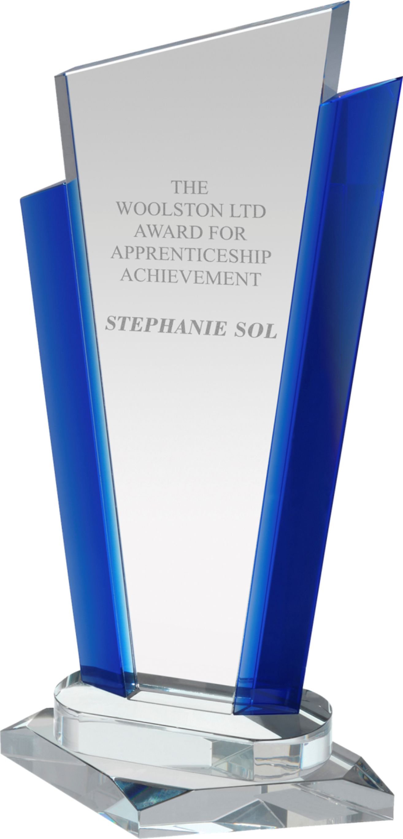 Signature Crystal Award with Blue Trim - 29cm - Trophies Online Ireland