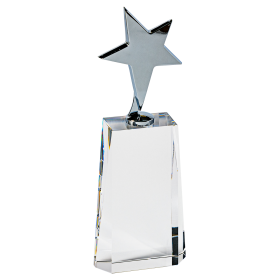 Glass Plaque with Single Metal Star - 2 Sizes