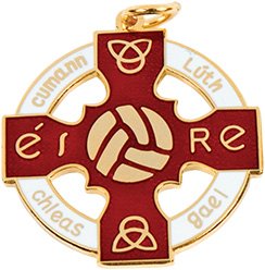 Enamel Gaelic Football Medal Red Pierced 33mm - Gold