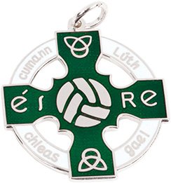 Enamel Gaelic Football Medal Green Pierced 33mm - Gold