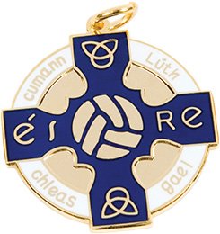 Enamel Gaelic Football Medal Blue 33mm - Gold Only