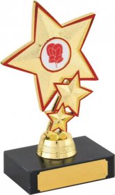 Star Trophy Gold with Red on Marble Base - 2 Sizes