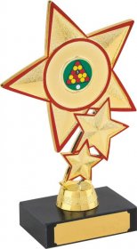 Star Trophy Gold with Red on Marble Base - 2 Sizes