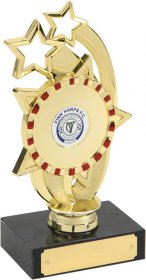 Star Trophy Gold with Red Detail on Marble Base - 2 Sizes