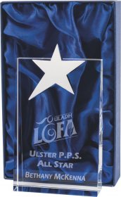 Crystal Glass Plaque with Metal Star - 2 Sizes