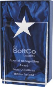 Crystal Glass Plaque with Metal Star - 2 Sizes