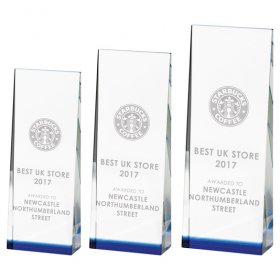 Legend Crystal Award with Blue Tint - 3 Sizes