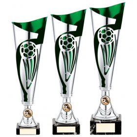 Champions Football Cup Silver & Green - 3 Sizes