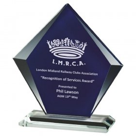 Clear Crystal Blue Glass Award - 2 Sizes