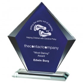 Clear Crystal Blue Glass Award - 2 Sizes