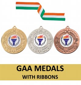 Medal & Ribbon Deal - GAA 50mm Iron Medals inc Custom Centre 100+