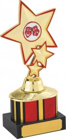 Trophy Gold Star with Tubing & Red Detail on Base - 4 Sizes