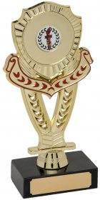 Trophy Gold Holder with Red Detail on Marble Base - 3 Sizes