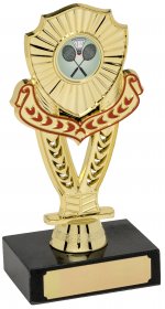 Trophy Gold Holder with Red Detail on Marble Base - 3 Sizes