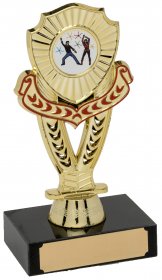 Trophy Gold Holder with Red Detail on Marble Base - 3 Sizes