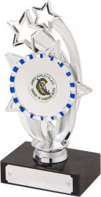 Star Trophy Silver with Blue Detail on Marble Base