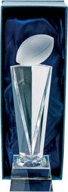 Optical Crystal Rugby Trophy - 2 Sizes