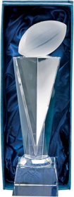 Optical Crystal Rugby Trophy - 2 Sizes