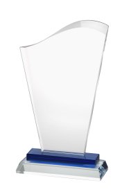  Clear Glass Plaque with Blue Trim - 3 Sizes