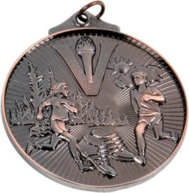 3D Running Medal 50mm - Antique Gold, Antique Silver & Antique Bronze