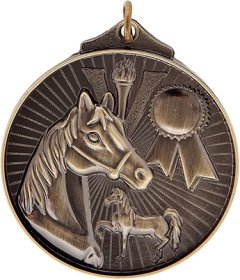 3D Equestrian Medal 50mm - Antique Gold
