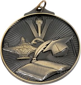 3D Academic Medal 50mm - Antique Gold