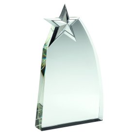 Clear Glass Wedge With Detailed Metal Star - 3 Sizes