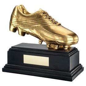 Antique Gold Large Premium Football Boot On Black Base - 2 Sizes