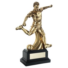 Antique Gold Large Premium Male Football Figure On Black Base - 3 Sizes