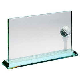 Jade Glass Rectangle With Golf Ball And Frosted Tee - 3 Sizes