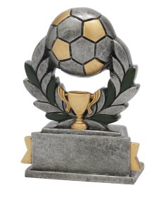  Football Resin Trophy with Ball & Cup - 9cm