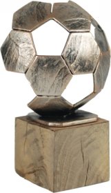 Modern Abstract Football Trophy on Wooden Base - 19cm