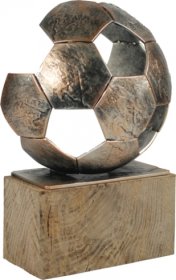 Modern Abstract Football Trophy on Wooden Base - 30cm