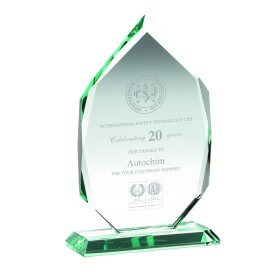 Jade Glass Diamond Plaque In Quality Wood Box (19mm Thick) - 3 Sizes