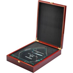 Jade Glass Diamond In Quality Wood Box (19mm Thick) - 3 Sizes