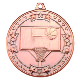 Basketball 'Tri Star' Medal Gold 50mm - Gold, Silver & Bronze