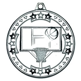 Basketball 'Tri Star' Medal Gold 50mm - Gold, Silver & Bronze