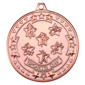 Sports Day 'Tri Star' Medal Gold 50mm - Gold, Silver & Bronze
