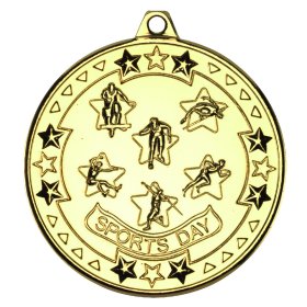 Sports Day 'Tri Star' Medal Gold 50mm - Gold, Silver & Bronze