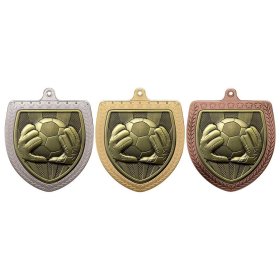 Cobra Goalkeeper Shield Medal 75mm - Gold, Silver & Bronze