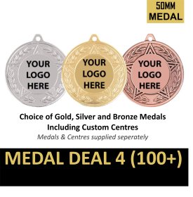  Medal Pack Deal 4 - 100+ qty 50mm Medals + Custom Centres