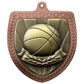 Cobra Basketball Shield Medal 75mm - Gold, Silver & Bronze