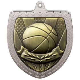 Cobra Basketball Shield Medal 75mm - Gold, Silver & Bronze