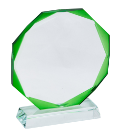 Hexagon Glass Plaque with Green Edge - 3 Sizes